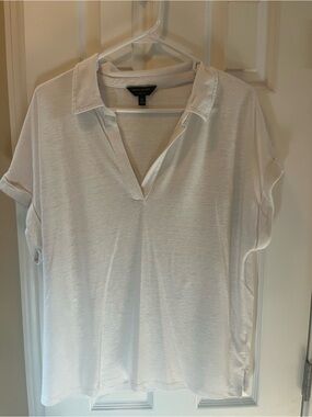 Banana Republic White V-Neck Polo Tunic
